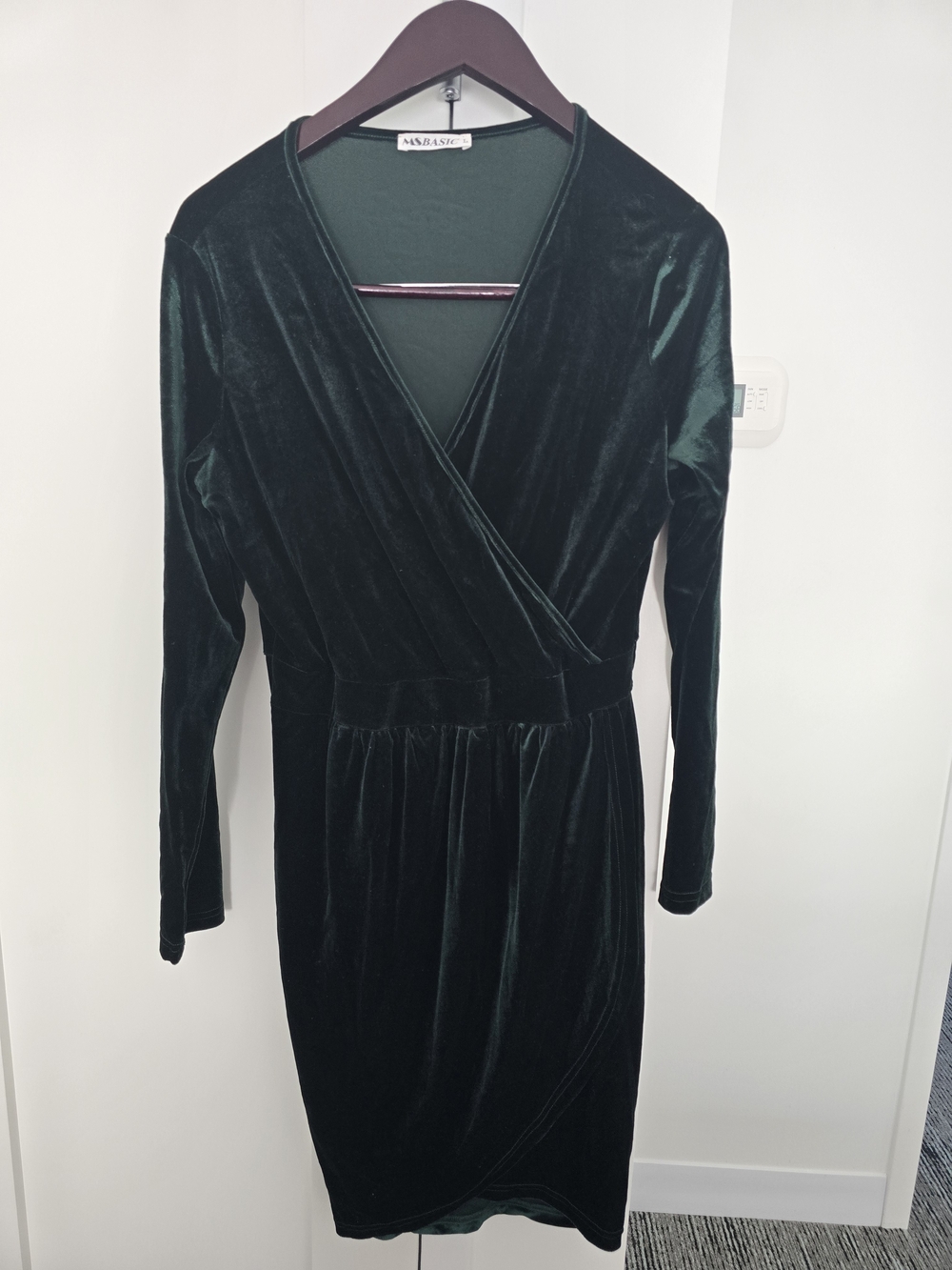 Forest Green Velvet Wrap Dress